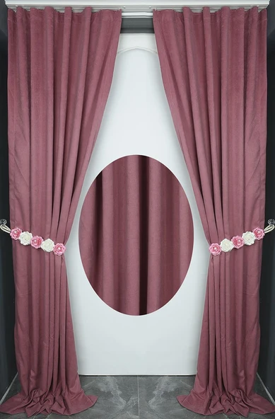 DOKUMA GÜL KURUSU RENK (EKSTRAFOR BÜZGÜLÜ) TEK KANAT FON PERDE 150x260 CM - Resim 7