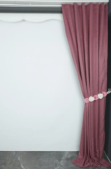 DOKUMA GÜL KURUSU RENK (EKSTRAFOR BÜZGÜLÜ) TEK KANAT FON PERDE 150x260 CM - Resim 6
