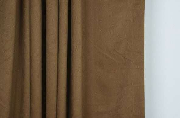 DOKUMA KAHVERENGİ RENK (EKSTRAFOR BÜZGÜLÜ) TEK KANAT FON PERDE 150x260 CM - 4