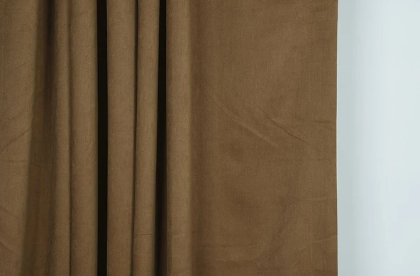 DOKUMA KAHVERENGİ RENK (EKSTRAFOR BÜZGÜLÜ) TEK KANAT FON PERDE 150x260 CM - Resim 4