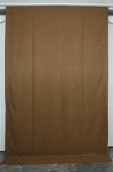 DOKUMA KAHVERENGİ RENK (EKSTRAFOR BÜZGÜLÜ) TEK KANAT FON PERDE 150x260 CM ürün görseli
