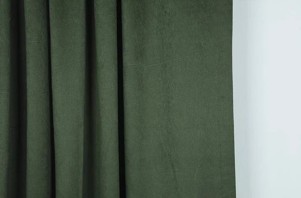 DOKUMA KOYU YEŞİL RENK (EKSTRAFOR BÜZGÜLÜ) TEK KANAT FON PERDE 150x260 CM - Resim 4