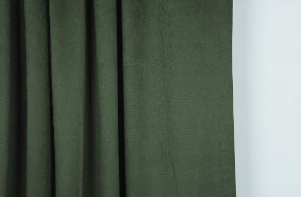 DOKUMA KOYU YEŞİL RENK (EKSTRAFOR BÜZGÜLÜ) TEK KANAT FON PERDE 150x260 CM - 4