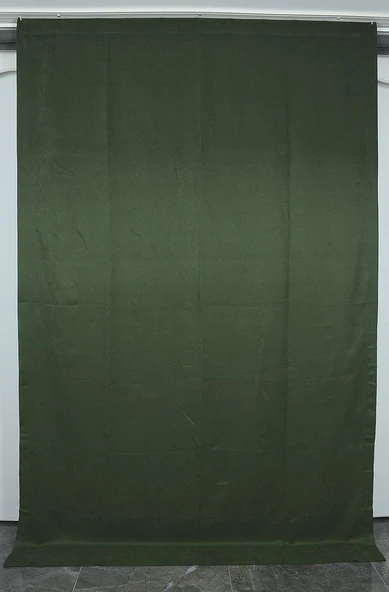 DOKUMA KOYU YEŞİL RENK (EKSTRAFOR BÜZGÜLÜ) TEK KANAT FON PERDE 150x260 CM ürün görseli