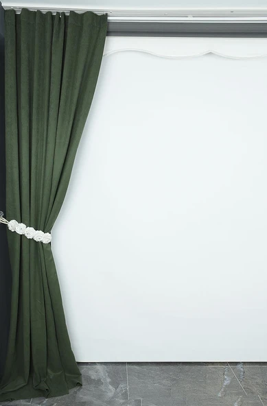 DOKUMA KOYU YEŞİL RENK (EKSTRAFOR BÜZGÜLÜ) TEK KANAT FON PERDE 150x260 CM - Resim 5