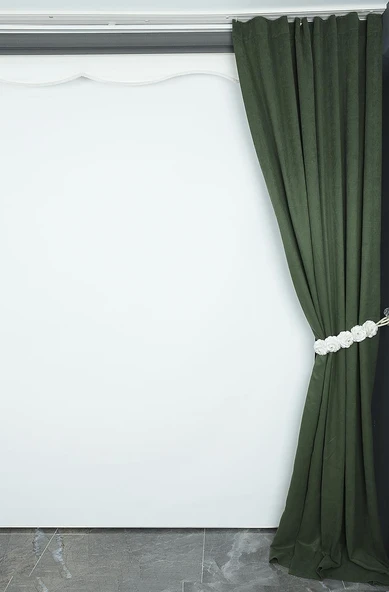 DOKUMA KOYU YEŞİL RENK (EKSTRAFOR BÜZGÜLÜ) TEK KANAT FON PERDE 150x260 CM - Resim 6