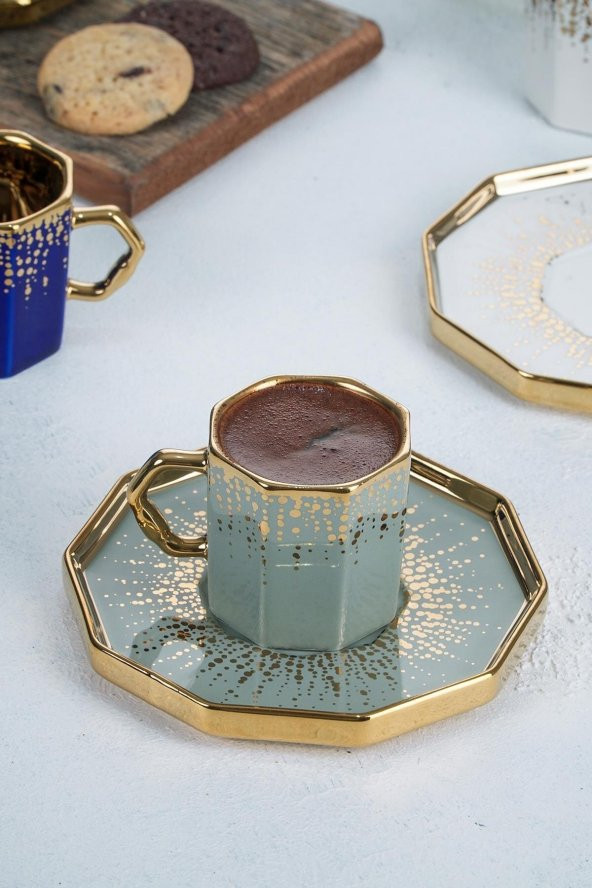 Acar Coleen 6 Kişilik Porselen Kahve Fincanı Takımı HXF-21-0114/12 - 3