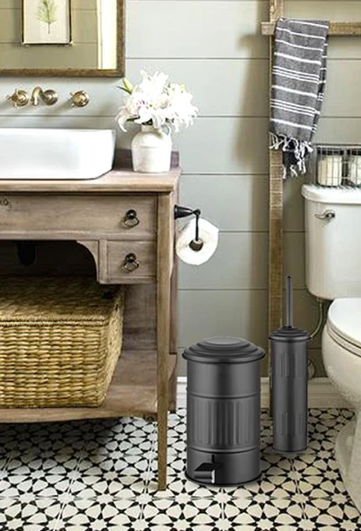 The Mia Çöp Kovası Banyo Siyah 5 Lt - 2