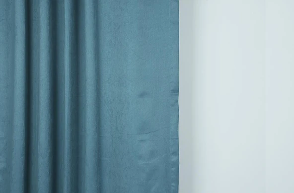 DOKUMA PETROL YEŞİLİ RENK (EKSTRAFOR BÜZGÜLÜ) TEK KANAT FON PERDE 150x260 CM - Resim 6