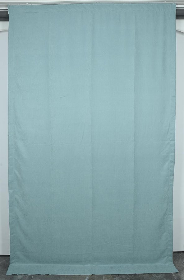 DOKUMA SU YEŞİLİ RENK (EKSTRAFOR BÜZGÜLÜ) TEK KANAT FON PERDE 150x260 CM