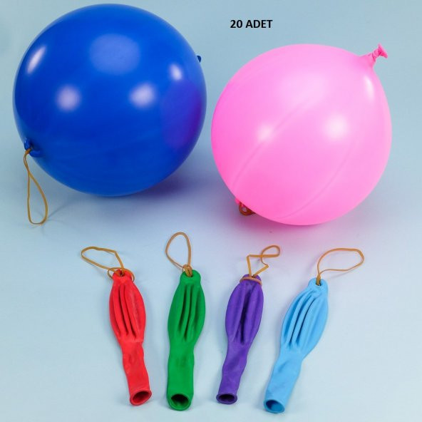 nistabolje 20 Adet Lastikli Zıpzıp Balon İpli Punch Panç Büyük Balon