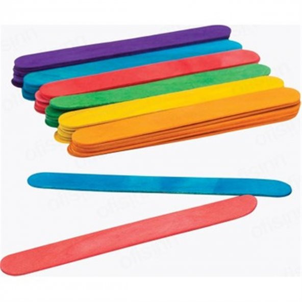 nistabolje 100 Adet Renkli Ahşap Büyük Geniş Dil Çubuğu Abeslang Dondurma Dil Basma Çubuğu Renkli