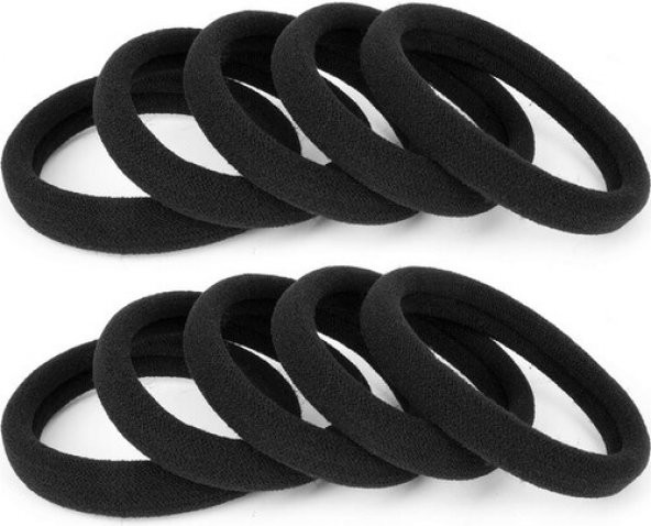 nistabolje Siyah Kadın Saç Tokası 40 Adet Orta Boy Esnek Havlu Lastik Toka