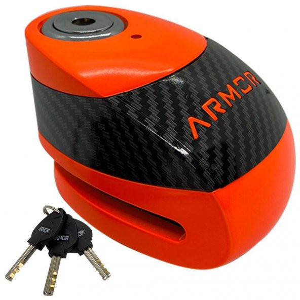 Armor 610+MVA 10MM Paslanmaz Çelik Alarmlı Karbon Disk Kilidi Turuncu