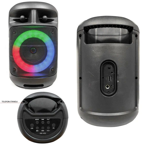 Kimiso Am-402 Müzik Kutusu Şarjlı Bt/Usb/Sd/Aux/Mıc/Fm Ledli - 2