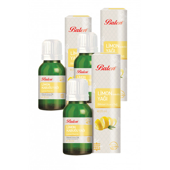 3 Kutu Balen Limon Kabuğu Yağı 20 ml Limon Yağı