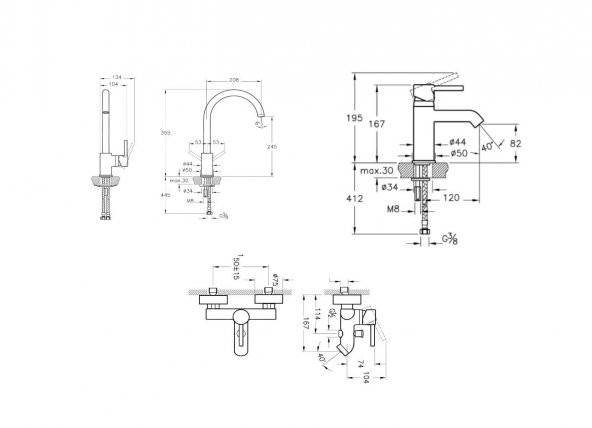 Artema Minimax S Lavabo Musluk Eviye Mutfak ve Banyo Batarya Seti - Resim 5