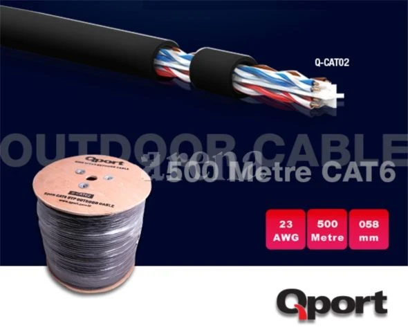 QPORT Q-CATO2 500mt CAT6 Outdoor 23AWG 0.58MM UTP Kablo - 1