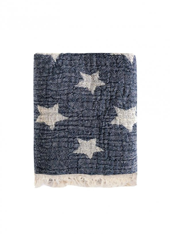 The Mia Cuddling Star Throw Denim Mavi Cm