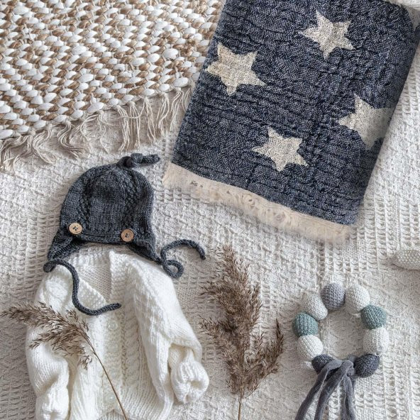 The Mia Cuddling Star Throw Denim Mavi Cm - 2