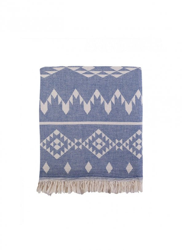 The Mia Kilim Throw Denim Mavi 130x170 Cm