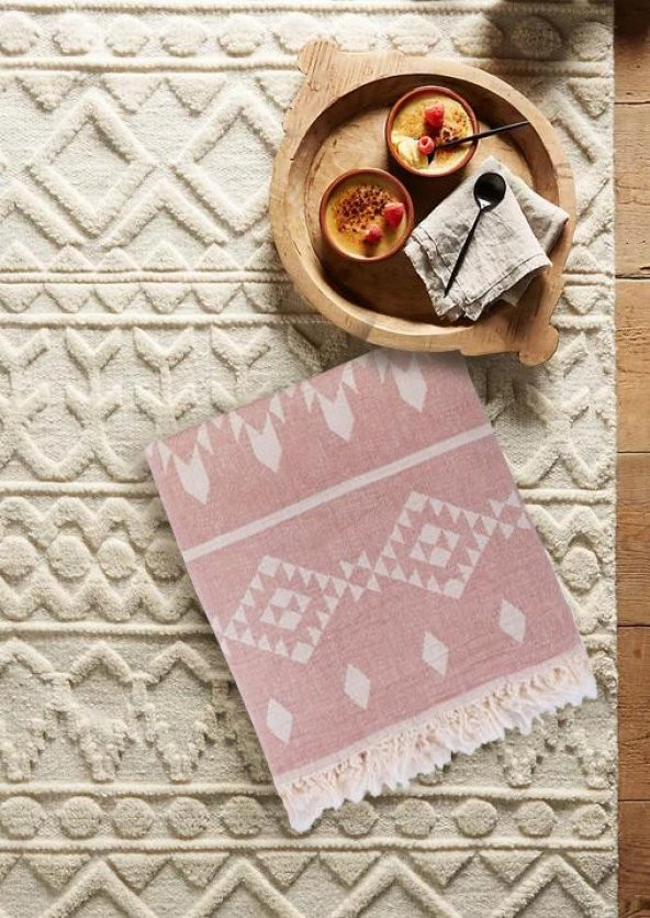 The Mia Kilim Throw Pastel Pembe 130x170 Cm - 2