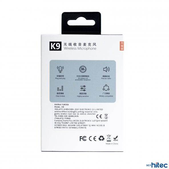 ScHitec K9 Type-C Çift Kablosuz Wireless HD Yaka Mikrofonu Siyah - 6