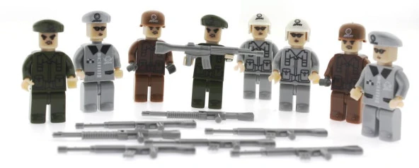 Amz. Ausini Army 8'li Tüp Kutu Figür Seti Gri