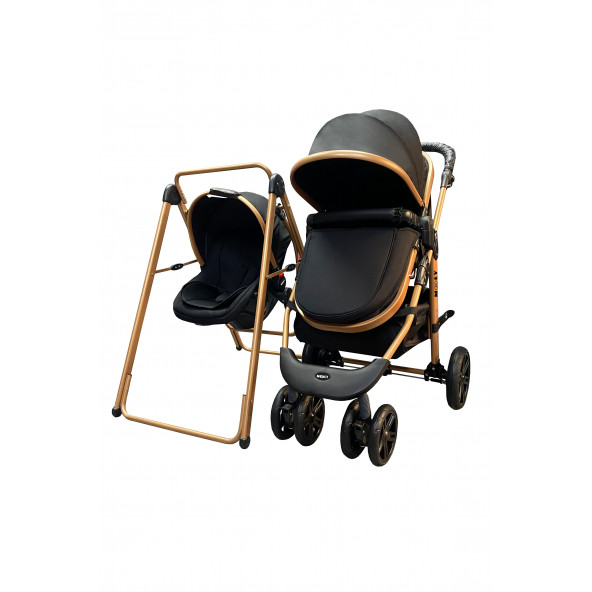 Mooly Sc-2401 Travel Sistem Bebek Arabası Salıncak Aparatlı Gold Siyah