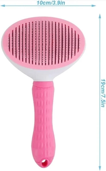 Clean Ucu Toplu Kedi Köpek Basmalı Otomatik Temizlenen Tarak Pembe - Resim 2