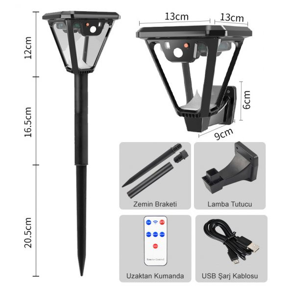 POWERMASTER HS-V83 SOLAR SENSÖRLÜ 100 SMD LEDLİ 3 MODLU BAHÇE VE DUVAR LAMBASI - 2