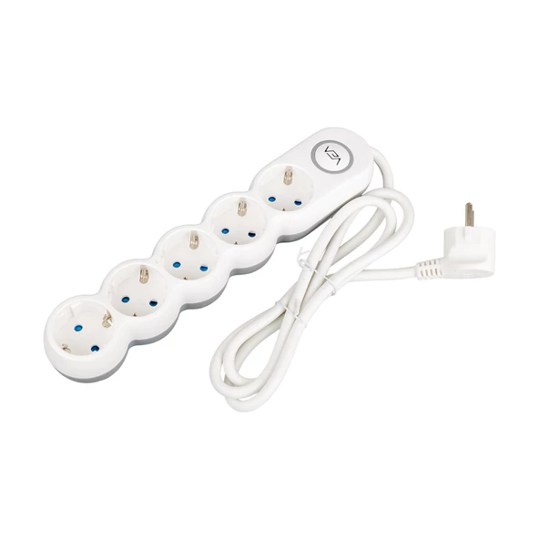 VEA VE-2S5S 5Li 1,5 METRE KABLOLU ANAHTARLI BEYAZ AKIM KORUMALI GRUP PRİZ - 3