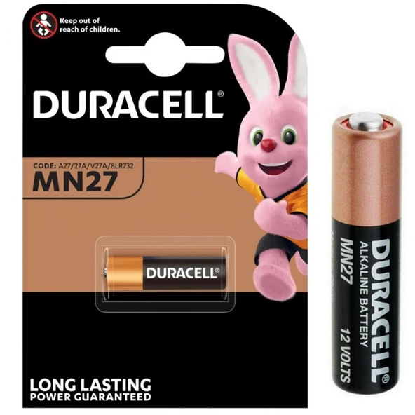 DURACELL MN27 PİL (27A PİL) TEKLİ PAKET DURACELL MN27 PİL