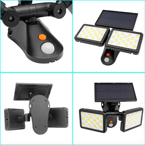 W770B SENSORLU 36 COB LEDLİ SOLAR AYDINLATMALI DUVAR LAMBASI POWERMASTER - Resim 3