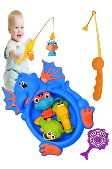 Balık Tutma Yakalama Oyunu 12 Parça Mıknatıslı Oltalı Deniz Canlıları Eğlenceli Eğitici Oyuncak - 2
