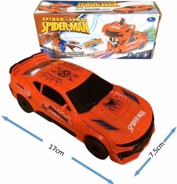 Turkafone Spiderman Örümcek Adam Araba Işıklı Sesli Robot Araba - Resim 3