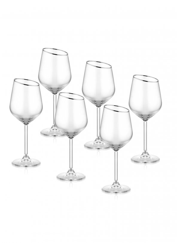 The Mia Gina Şarap Kadehi Gümüş 6lı Set