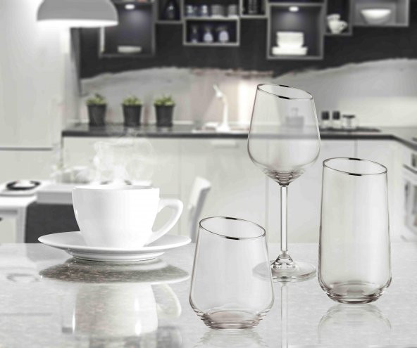 The Mia Gina Şarap Kadehi Gümüş 6lı Set - 2
