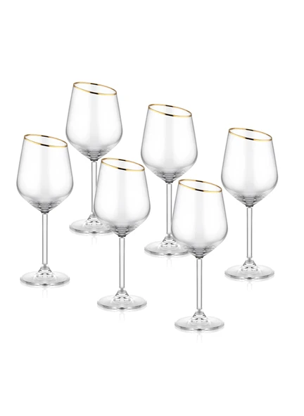 The Mia Gina Şarap Kadehi Gold 6lı Set