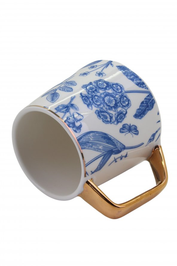 200 Ml Porselen Fincan Renkli Desenli Altın Yaldızlı Çay Kahve Meyve Suyu Bardağı - 3