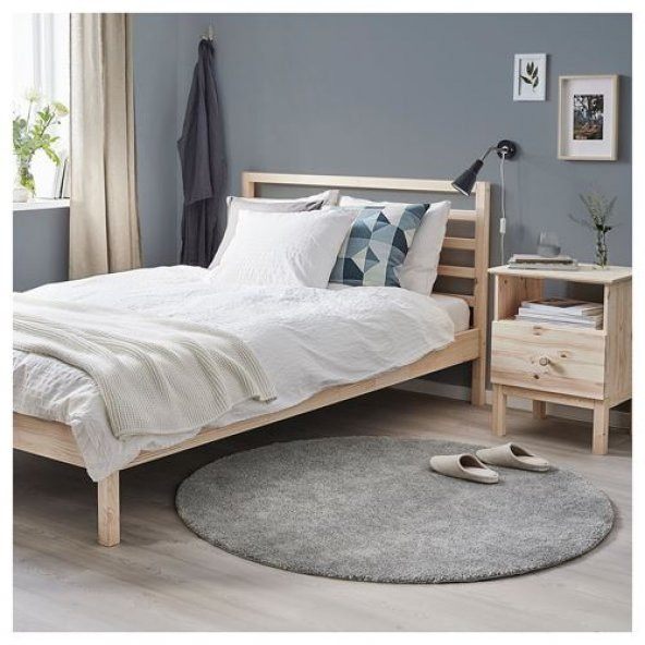 Halı Gri Renk ikea 130 cm Yuvarlak Halı - 3