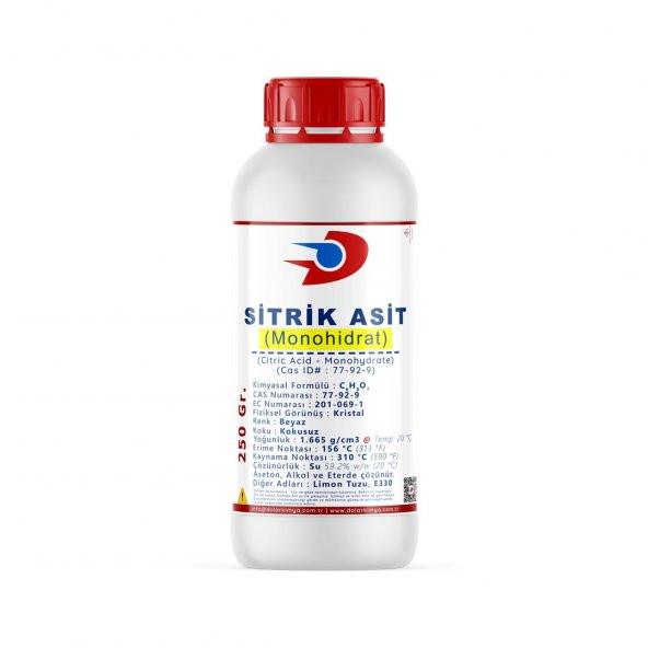 Dolar Kimya Sitrik Asit Monohidrat - 250 Gram (Limon Tuzu,E330)