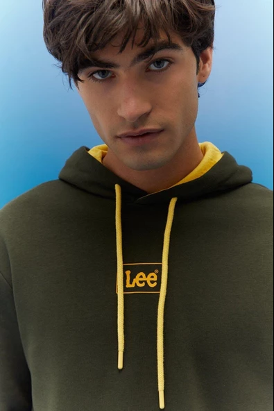LEE L212302801 Erkek Haki Kapüşonlu Sweatshirt - 3