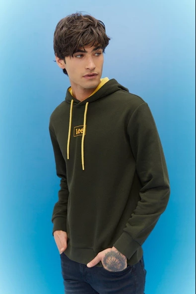 LEE L212302801 Erkek Haki Kapüşonlu Sweatshirt - 2