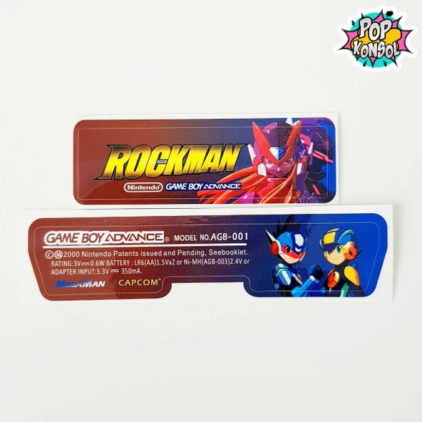 Nintendo GameBoy Advance Arka Yapıştırma Rockman MODEL 04 GBA Back Tag Sticker