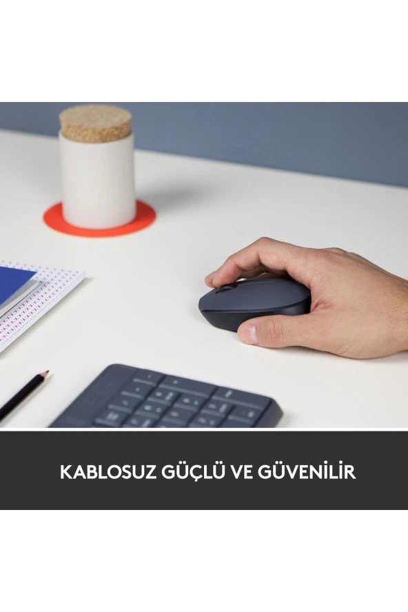 Logitech USB Alıcılı Kablosuz Mouse Siyah Gri - Resim 2