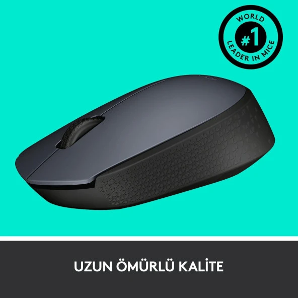 Logitech USB Alıcılı Kablosuz Mouse Siyah Gri - Resim 5