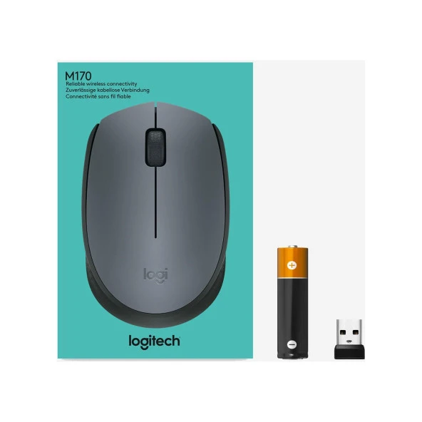 Logitech USB Alıcılı Kablosuz Mouse Siyah Gri - Resim 8