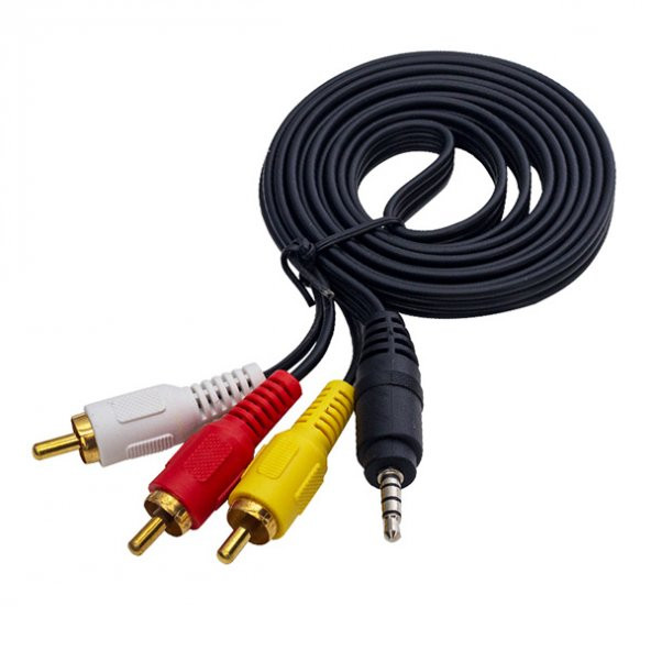 DİSCMAN KABLOSU 1.5 METRE (3.5MM STEREO 3 BOGUMLU - 3RCA KABLO) POWERMASTER