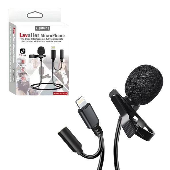 JH-041-A LIGHTNING GİRİSLİ VE KULAKLIK GİRİSLİ YOUTUBER YAKA MİKROFONU POWERMASTER - 3